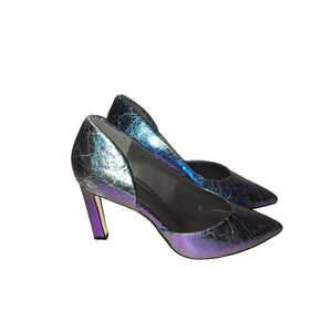 FRANCO SARTO WOMEN'S SHERRY‎ HALF D'ORSAY LEATHER IRIDESCENT PUMPS CHAMELEON 6.5